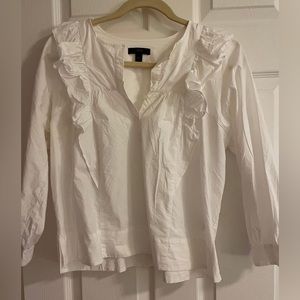 J. Crew White Long Sleeve Top/Blouse